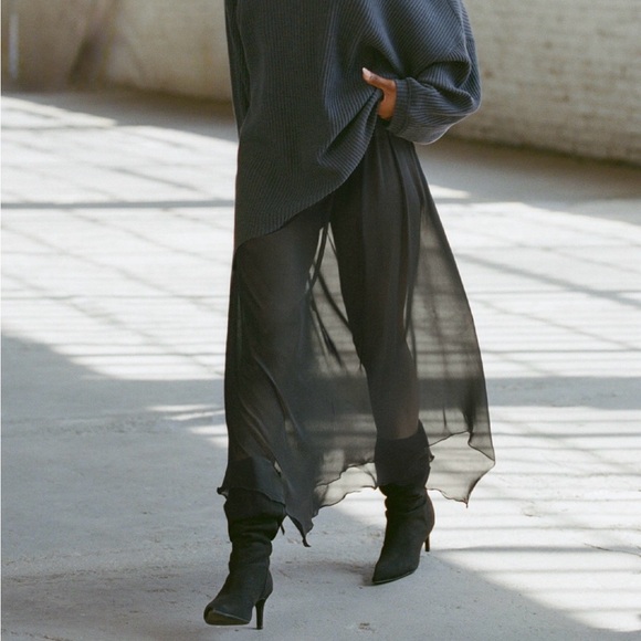 Joah Brown Dresses & Skirts - Joah Brown Asymmetrical Mesh Black Button Skirt - Size XS NEW WITH TAGS